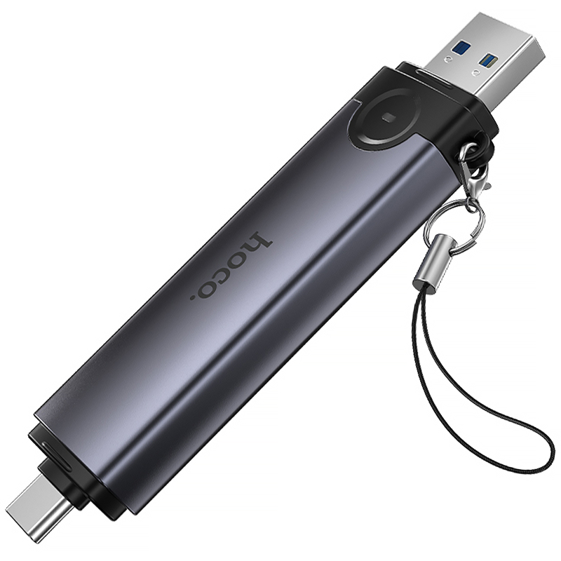 Картридер Hoco HB56 Victory 5in1 USB-C/USB2.0 to SD/TF3.0 + USB 2.0 Metal gray