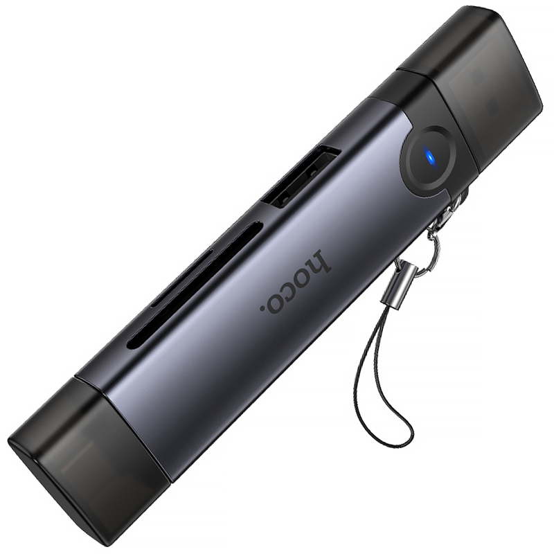 Картридер Hoco HB56 Victory 5in1 USB-C/USB2.0 to SD/TF3.0 + USB 2.0 Metal gray