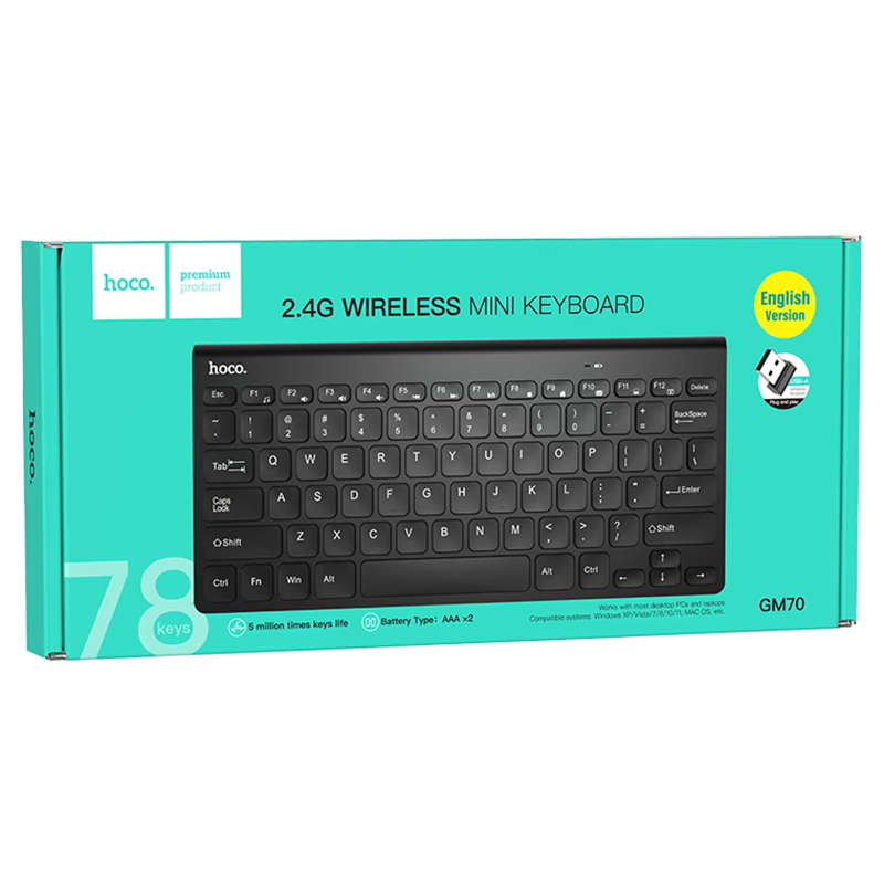 Клавіатура бездротова Hoco GM70 Dragon mini 2.4G (Ukrainian Version) Black