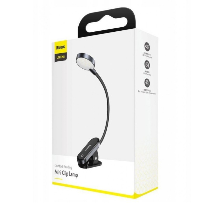Лампа Baseus Comfort Reading Mini Clip Lamp (DGRAD-0) Dark Gray