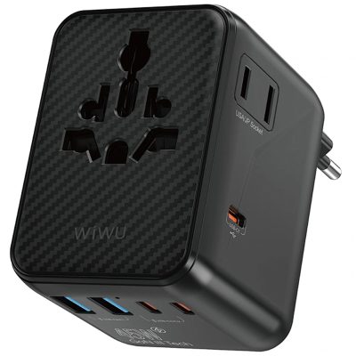 Мережевий універсальний перехідник WIWU UA010 Warrior GaN 45W + 2USB-A/3C Black