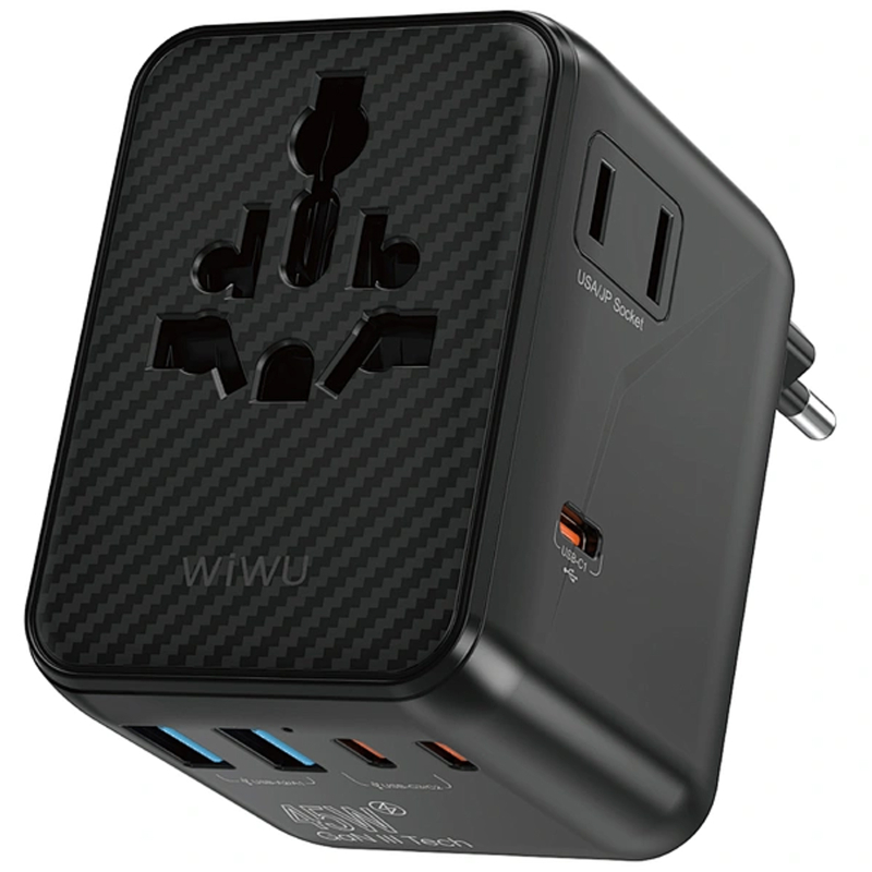 Мережевий універсальний перехідник WIWU UA010 Warrior GaN 45W + 2×USB-A / 3×USB-C Black