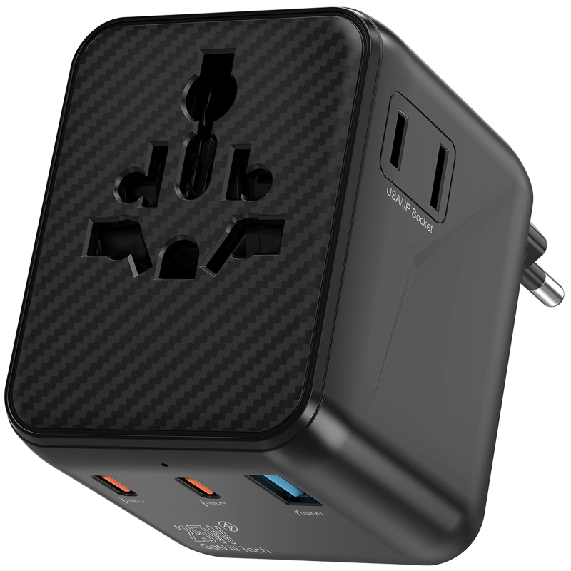 Мережевий універсальний перехідник WIWU UA011 Warrior GaN 25W + 1×USB-A / 2×USB-C Black