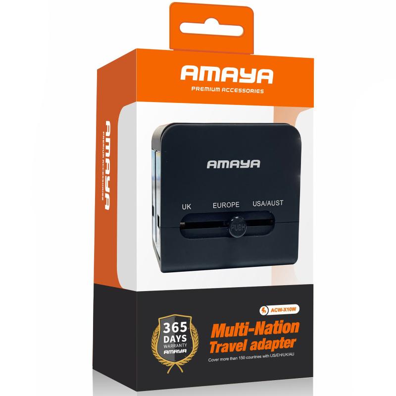 Мережевий універсальний перехідник Amaya X10W 10W + 1×USB-A / 1×USB-C Black
