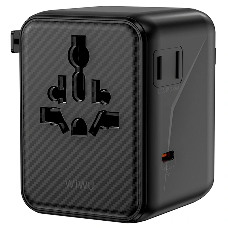 Мережевий універсальний перехідник WIWU UA010 Warrior GaN 45W + 2×USB-A / 3×USB-C Black