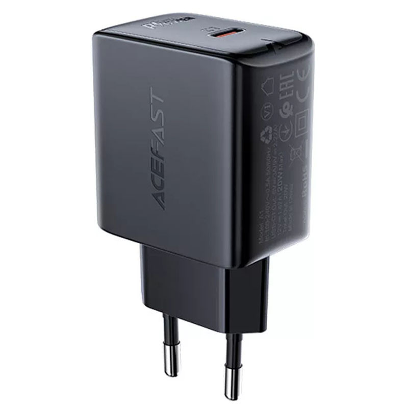 Мережевий зарядний пристрій Acefast A1 PD 20W (1×USB-C) Black