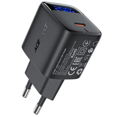 Мережевий зарядний пристрій Acefast A113 PD 20W GaN (1×USB-C) Black