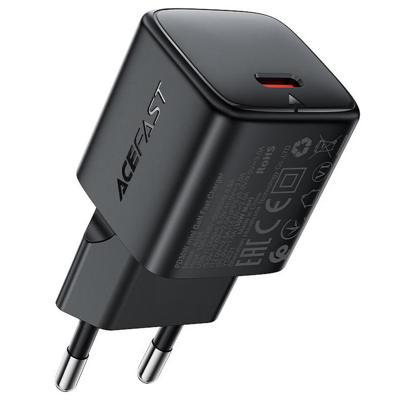 Мережевий зарядний пристрій Acefast A118 PD 30W GaN (1×USB-C) Black