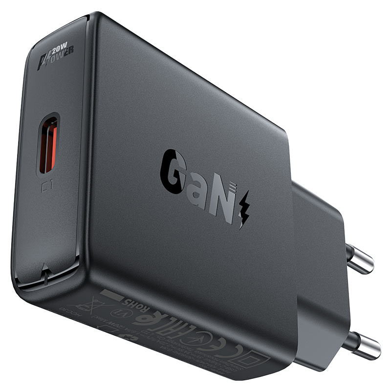 Мережевий зарядний пристрій Acefast A65 PD 20W GaN (USB-C) Black