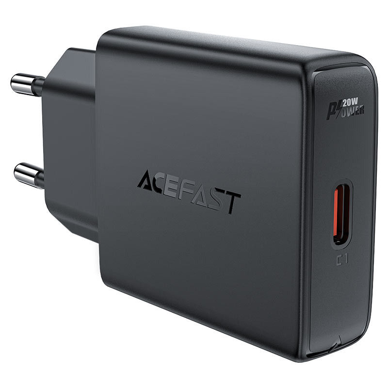 Мережевий зарядний пристрій Acefast A65 PD 20W GaN (USB-C) Black