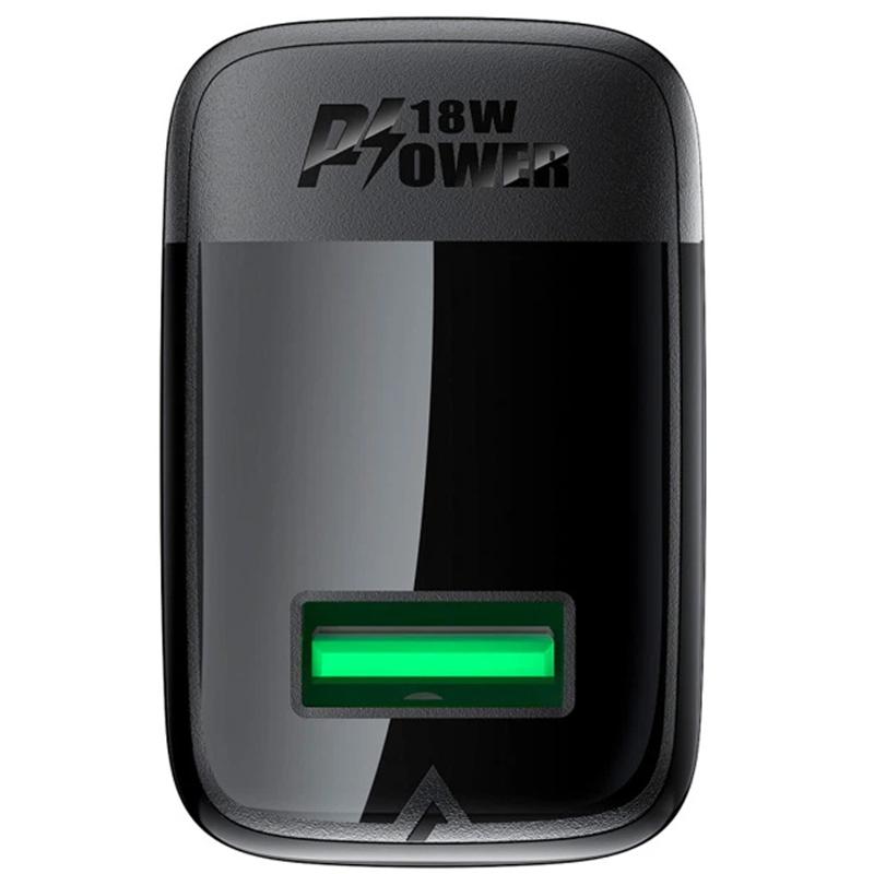 Мережевий зарядний пристрій Acefast A90 QC 3.0 18W (1×USB-A) Black