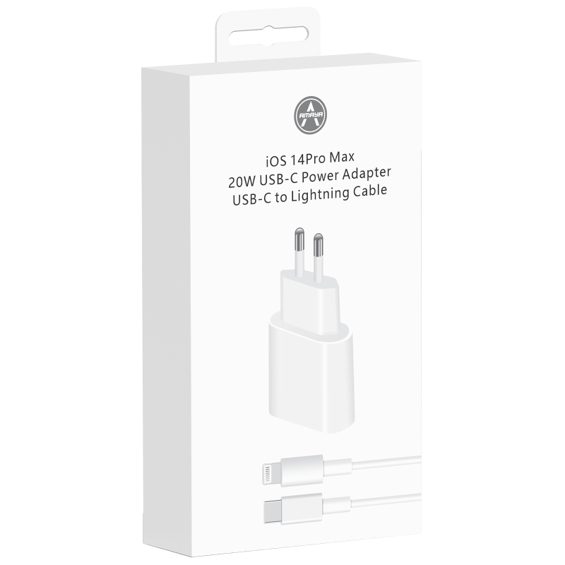 Мережевий зарядний пристрій Amaya AC20CL PD 20W (1×USB-C) + кабель USB-C → Lightning White