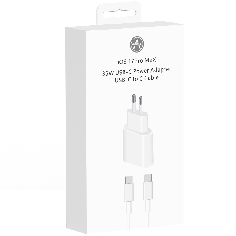 Мережевий зарядний пристрій Amaya AC35CC PD 35W (1×USB-C) + кабель USB-C → USB-C White