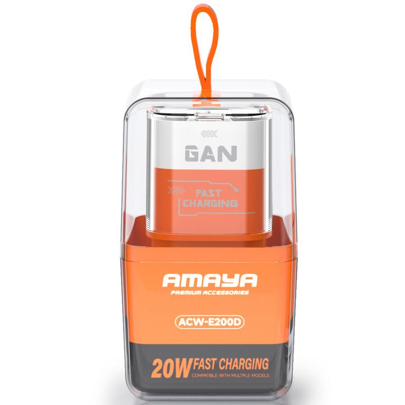 Мережевий зарядний пристрій Amaya E200D PD 20W + QC 3.0 (1×USB-A / 1×USB-C) Orange