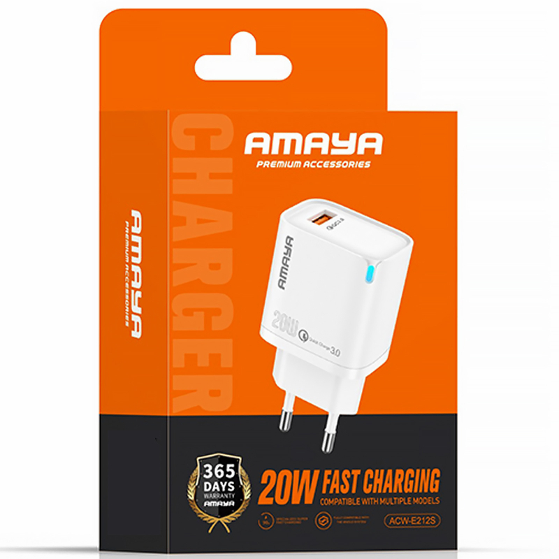 Мережевий зарядний пристрій Amaya E212S QC 3.0 20W (1×USB-A) White