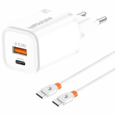 МЗП Amaya E48D PD33W+QC3.0 (1USB-A/1C) + кабель Type-C to Type-C White
