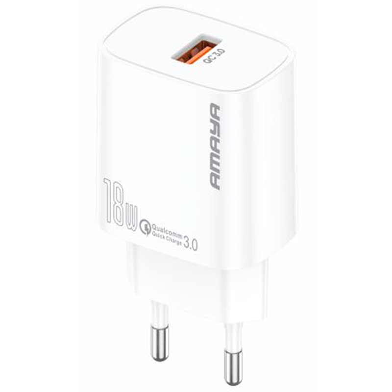 Мережевий зарядний пристрій Amaya E60S QC 3.0 18W (1×USB-A) + кабель USB to USB-C White