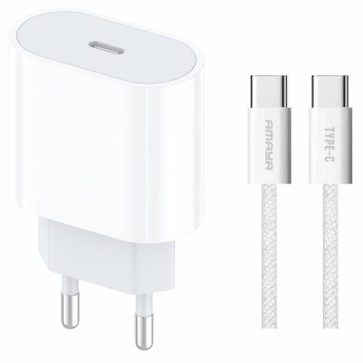 МЗП Amaya E69S PD35W (1USB-C) + кабель Type-C to Type-C White