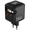 МЗП Amaya E700D PD70W+QC3.0 GaN (1USB-A/1C) + Retractable Cable Type-C Black