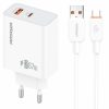 МЗП Amaya E72D PD67W+QC3.0 (1USB-A/1C) + кабель USB to Type-C White