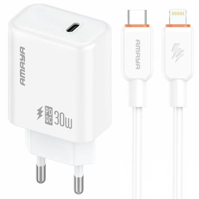 МЗП Amaya E76D PD30W (1USB-C) + кабель Type-C to Lightning White