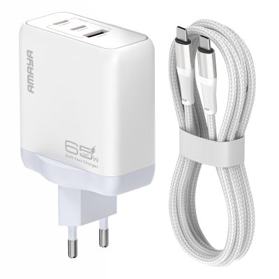 МЗП Amaya E780T PD45W+QC3.0 GaN (1USB-A/1C) + кабель Type-C to Type-C White