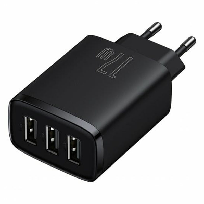 Мережевий зарядний пристрій Baseus Compact 17W (3×USB-A) (CCXJ02) Чорний