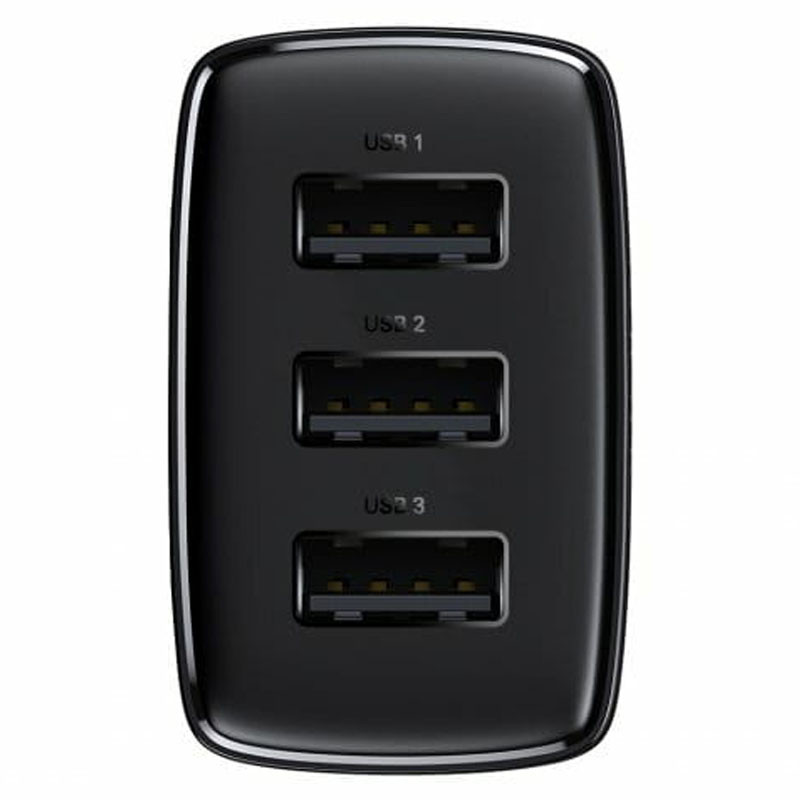 Мережевий зарядний пристрій Baseus Compact 17W (3×USB-A) (CCXJ02) Чорний