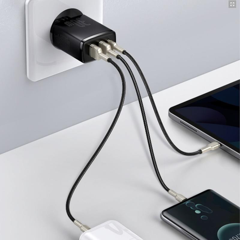 Мережевий зарядний пристрій Baseus Compact Quick Charger PD 30W + QC 3.0 (2×USB-A / 1×USB-C) (CCXJ-E) Чорний