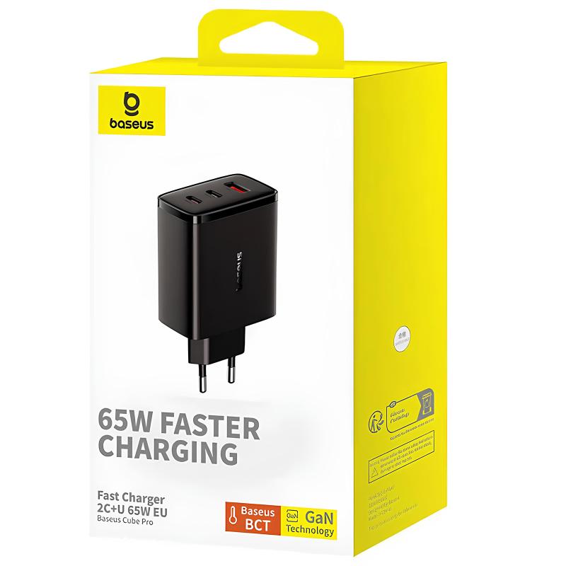 Мережевий зарядний пристрій Baseus Cube Pro Fast Charger PD 65W (1×USB-A / 2×USB-C) (P10111404)