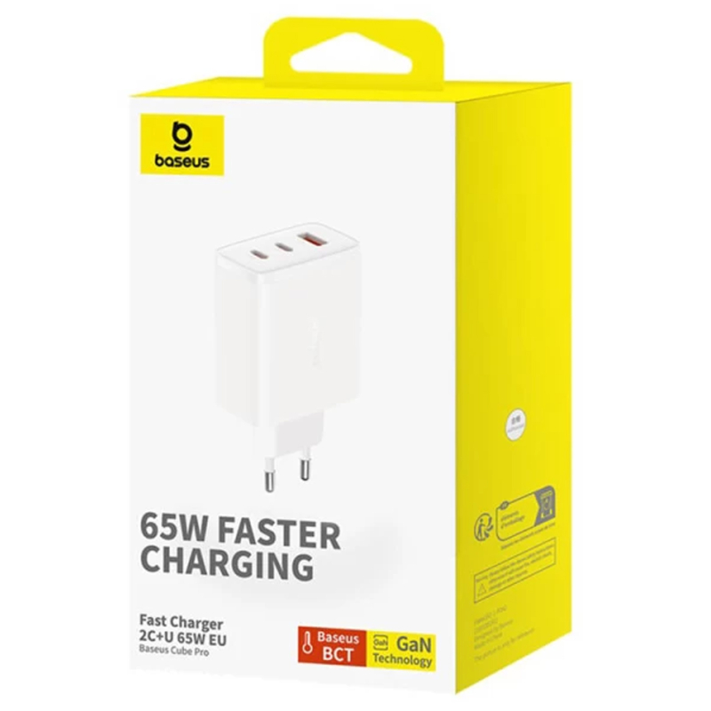 Мережевий зарядний пристрій Baseus Cube Pro Fast Charger PD 65W (1×USB-A / 2×USB-C) (P10111404)