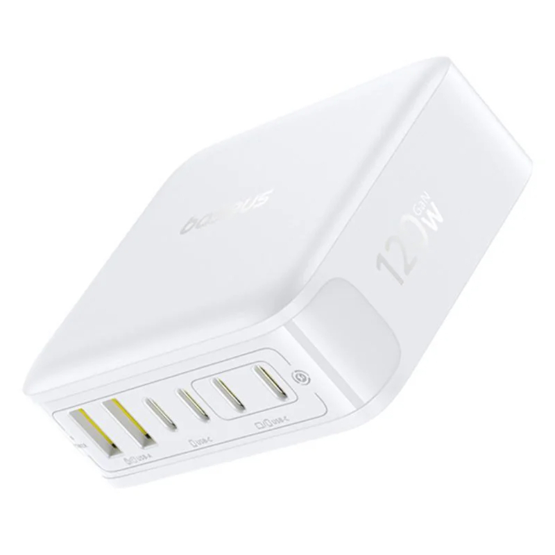 Мережевий зарядний пристрій Baseus EnerFill FH21 PD 120W + QC 3.0 6in1 (2×USB-A / 4×USB-C) (E0120T) Moon White