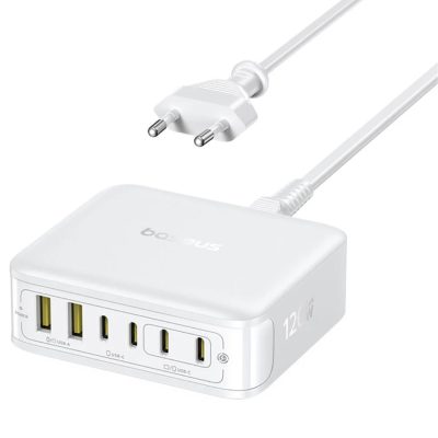 Мережевий зарядний пристрій Baseus EnerFill FH21 PD 120W + QC 3.0 6in1 (2×USB-A / 4×USB-C) (E0120T) Moon White