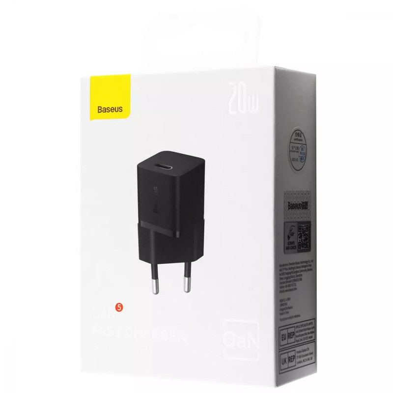 Мережевий зарядний пристрій Baseus GaN5 Fast Charger (mini) PD 20W (1×USB-C) (CCGN05010)