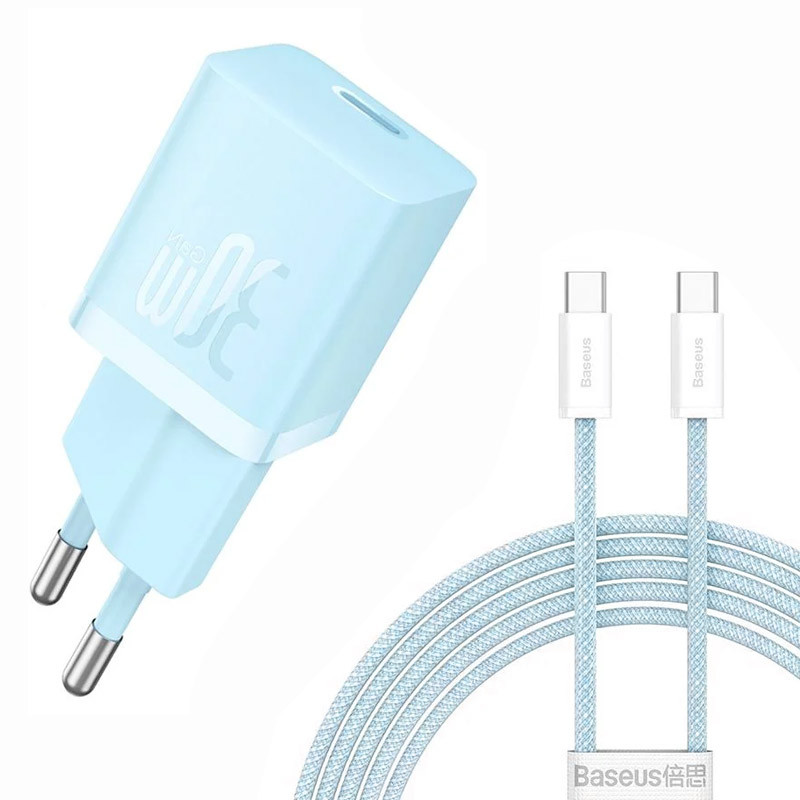Мережевий зарядний пристрій Baseus GaN5 Fast Charger mini PD 30W (1×USB-C) + кабель USB-C → USB-C (P10110902)
