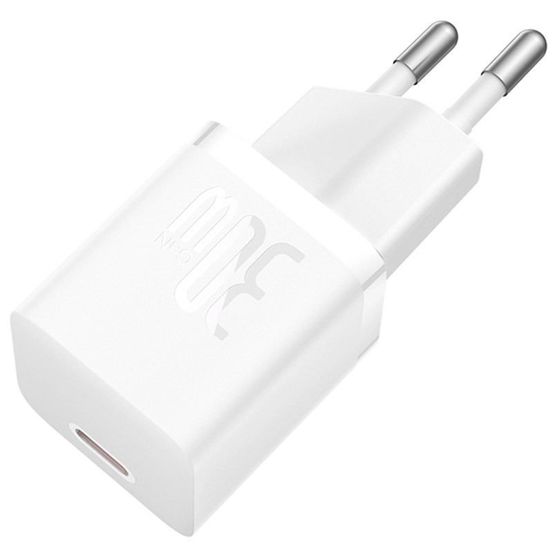 Мережевий зарядний пристрій Baseus GaN5 Fast Charger mini PD 30W (1×USB-C) + кабель USB-C → USB-C (P10110902) Moon White