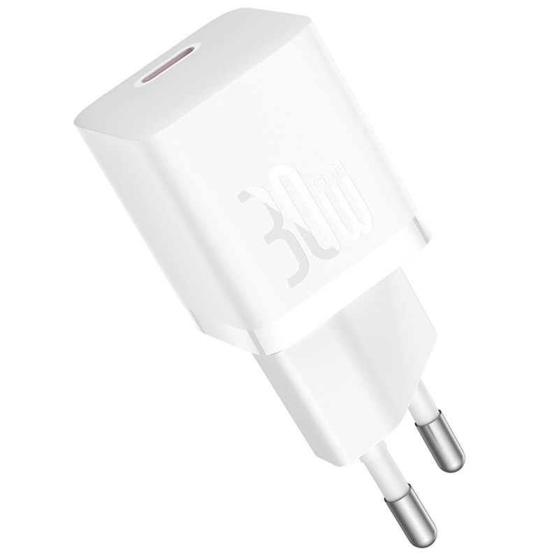 Мережевий зарядний пристрій Baseus GaN5 Fast Charger mini PD 30W (1×USB-C) + кабель USB-C → USB-C (P10110902) Moon White