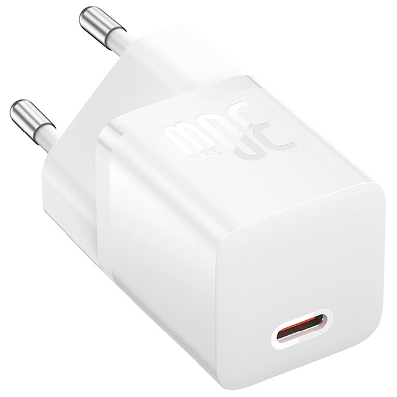 Мережевий зарядний пристрій Baseus GaN5 Fast Charger mini PD 30W (1×USB-C) + кабель USB-C → USB-C (P10110902) Moon White