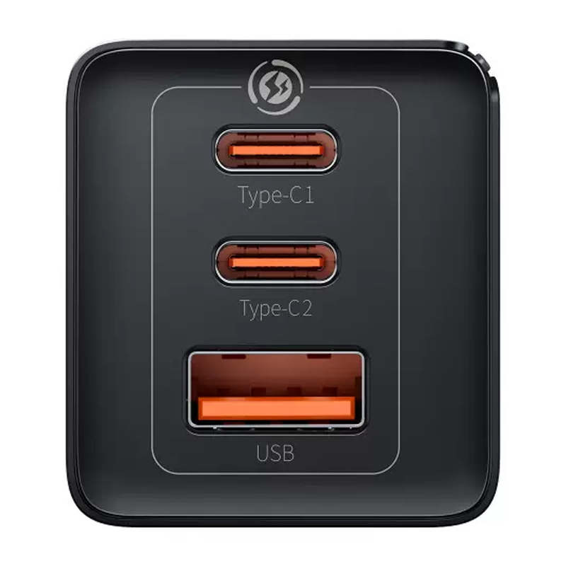 Мережевий зарядний пристрій Baseus GaN5 Pro PD 65W + QC 3.0 (1×USB-A / 2×USB-C) + кабель USB-C → USB-C (CCGP12020)