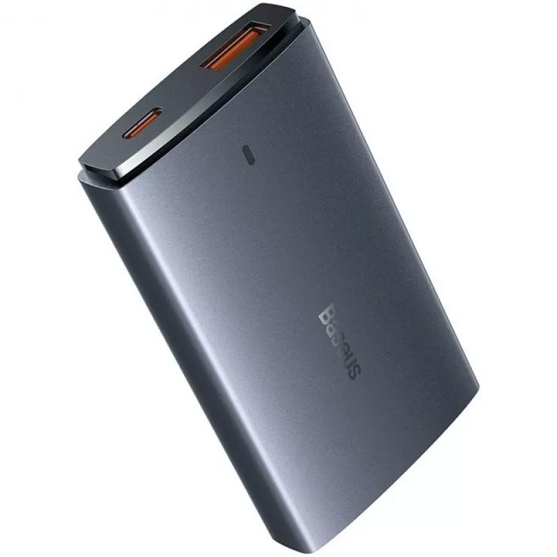Мережевий зарядний пристрій Baseus GaN5 Pro Ultra-Slim PD 65W + QC 3.0 (1×USB-A / 1×USB-C) + кабель USB-C → USB-C (CCGP15011) Gray