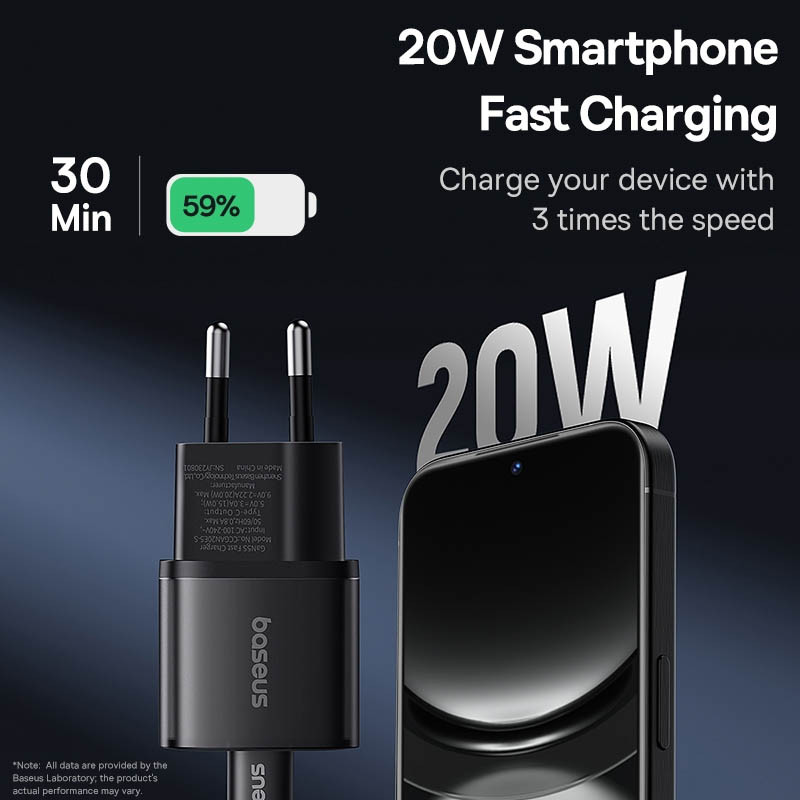 Мережевий зарядний пристрій Baseus GaN5S OS 20W (1×USB-C) (P10162503) Cluster Black
