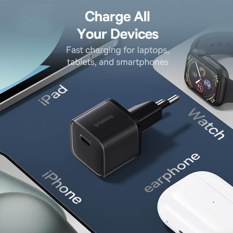 Мережевий зарядний пристрій Baseus GaN5S OS 20W (1×USB-C) (P10162503) Cluster Black