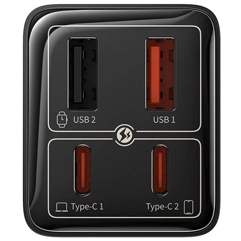 Мережевий зарядний пристрій Baseus GaN6 Pro Fast Charger PD 100W + QC 3.0 (2×USB-A / 2×USB-C) (P101627) Cluster Black