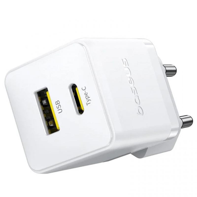 Мережевий зарядний пристрій Baseus Palm Fast Charger 30W (1×USB-A / 1×USB-C) (P1011160A)