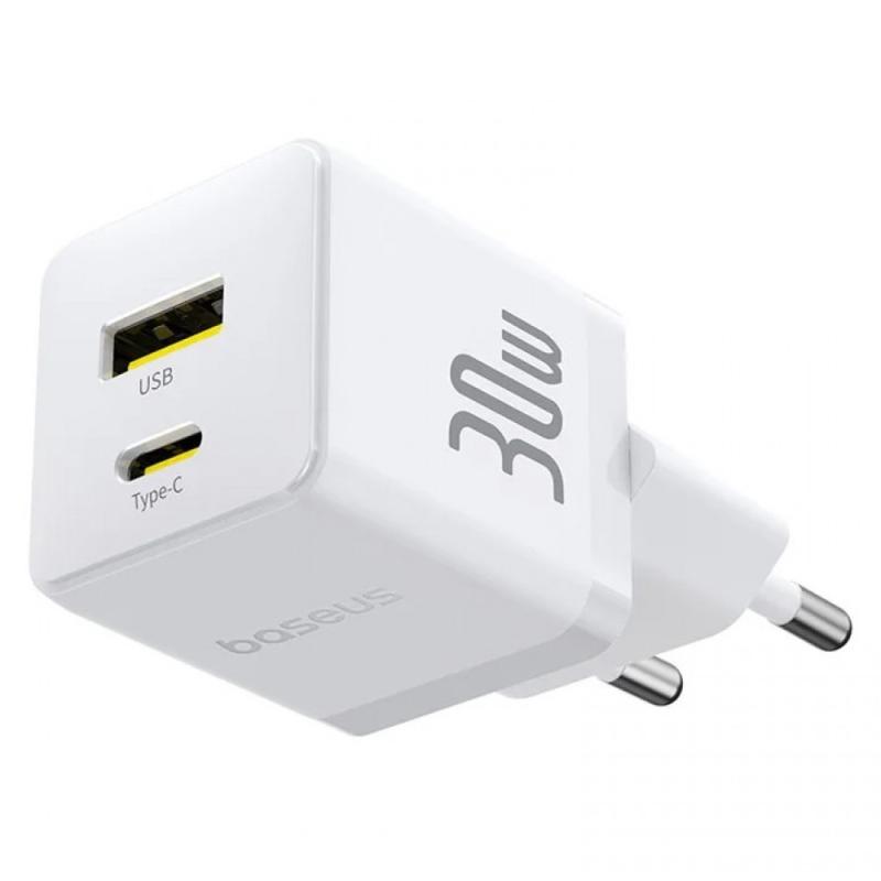 Мережевий зарядний пристрій Baseus Palm Fast Charger 30W (1×USB-A / 1×USB-C) (P1011160A)