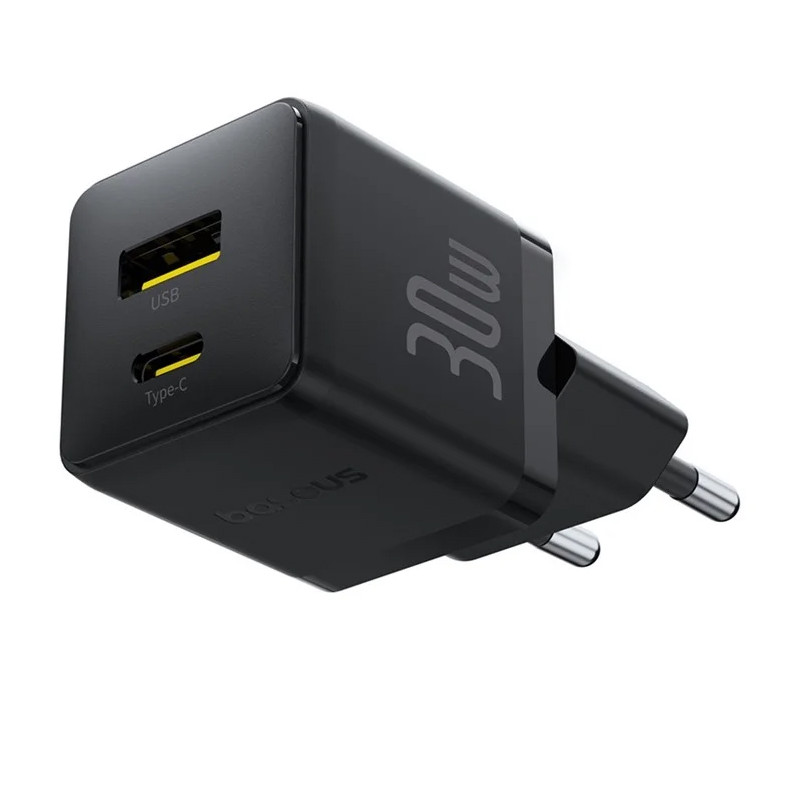 Мережевий зарядний пристрій Baseus Palm Fast Charger PD 30W + QC 3.0 (1×USB-A / 1×USB-C) + кабель USB-C → USB-C (P1011160A)