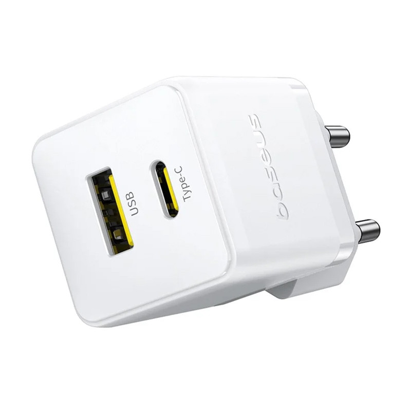 Мережевий зарядний пристрій Baseus Palm Fast Charger PD 30W + QC 3.0 (1×USB-A / 1×USB-C) + кабель USB-C → USB-C (P1011160A)