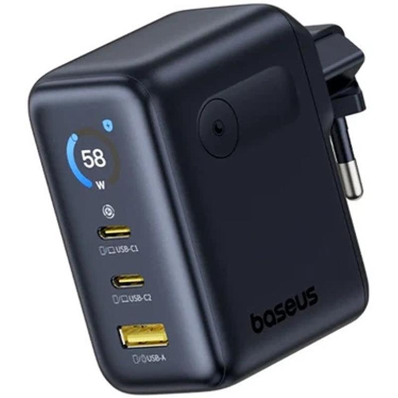 Мережевий зарядний пристрій Baseus PicoGo AE21 Fast Charger 100W (1×USB-A / 2×USB-C) + кабель USB-C → USB-C (E0121B) Cosmic Black