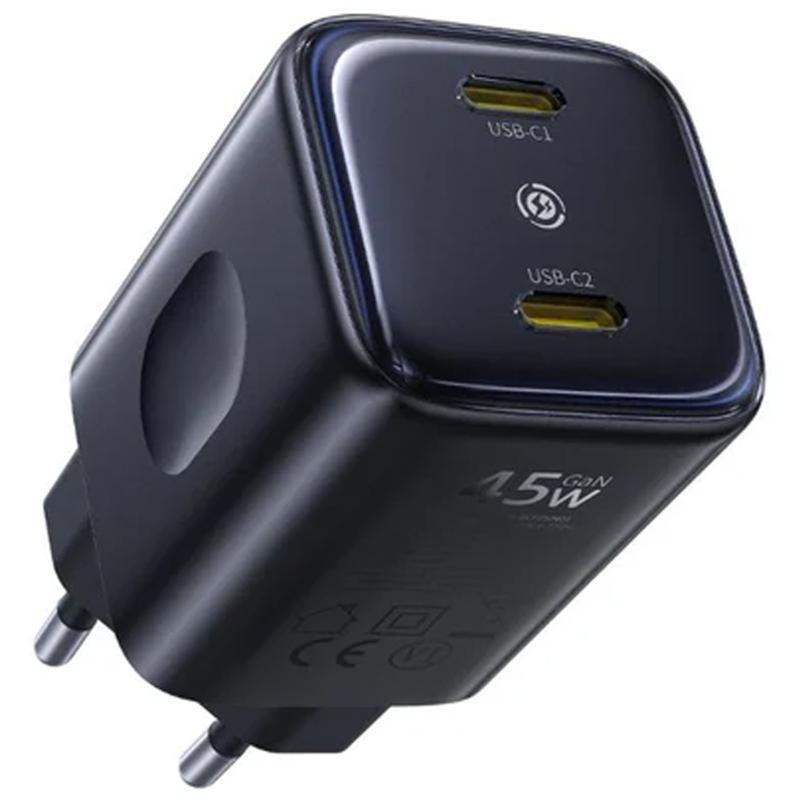 Мережевий зарядний пристрій Baseus PicoGo AN13 Fast Charger 45W (2×USB-C) (E0121F) Cosmic Black