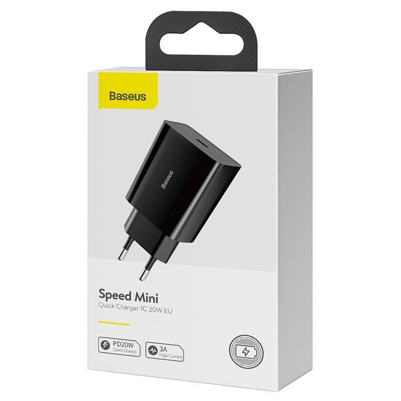 Мережевий зарядний пристрій Baseus Speed Mini Quick Charger PD 20W (1×USB-C) (CCFS-S) Чорний